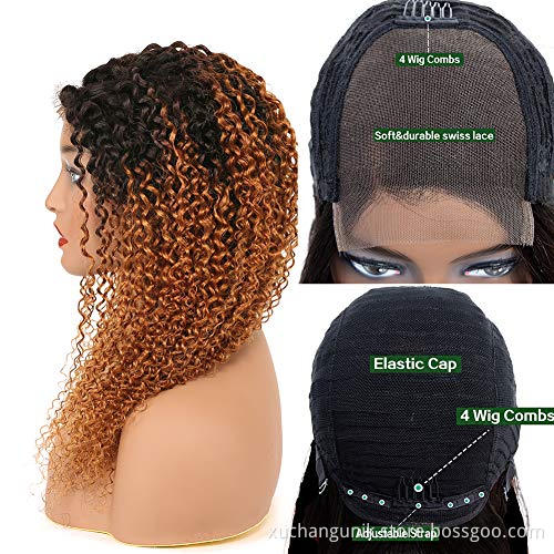 Uniky 1B/30 Lace Front Wig Human Hair Ombre Lace Front Wigs Human Hair Pre Plucked Afo Kinky Curly Lace Closure